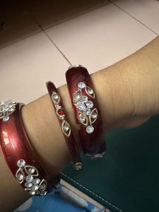 Red &amp; Rhinestone Bangles