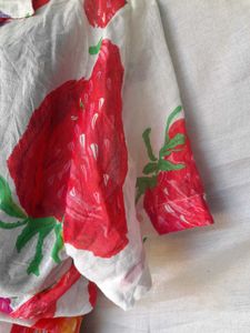 Strawberry Print Tie-Front Top