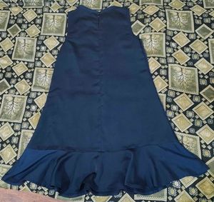 Navy Blue Ruffle Hem Dress