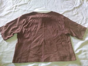 Brown Graphic Print Crop Top