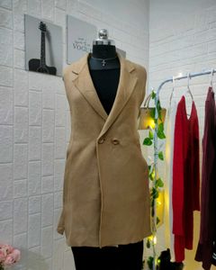 Sleeveless Camel Blazer