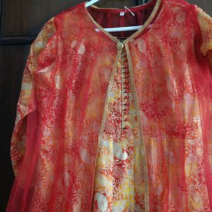 brand new full length designer wear dress with net