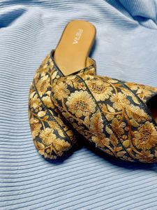Floral Embroidered Mules