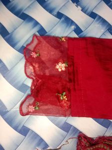 Red Embroidered Kurta Set