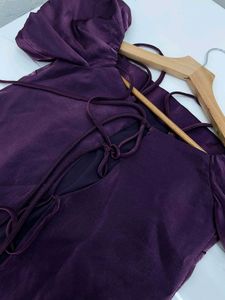Purple Velvet Puff Sleeve Top