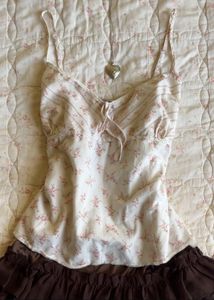 Floral Cami Top with Ruffle Hem