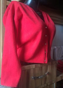 Red Cardigan  Crop Top