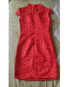 Red Lace Cheongsam Dress