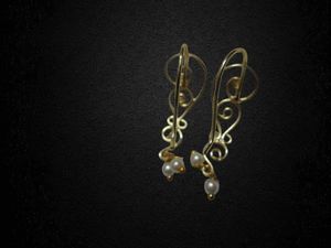 Handmade Gold Wire Earrings with Pearl Drops
