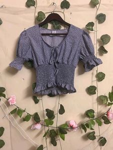 Floral Tie-Front Smocked Blouse