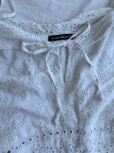 Schiffli Cotton White Playsuit