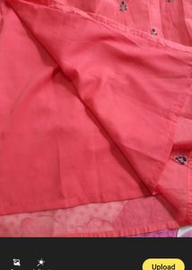 Coral &amp; Navy Embroidered Kurta Set