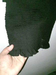 Black Shirred Crop Top