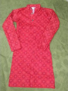 Red Patterned Kurta