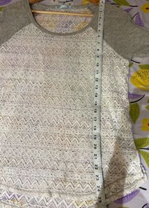 Beautiful Lace Top With Knit Sleeves