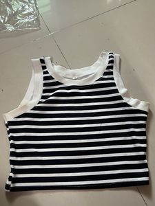 Blue And White Straps Crop Top