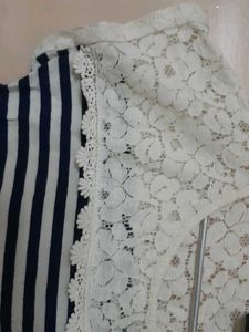 Lace Blue Striped Top