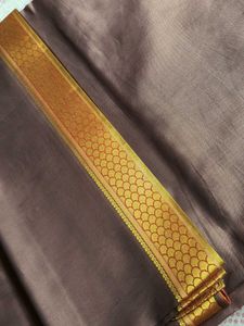 Brown Silk Saree with Gold Border