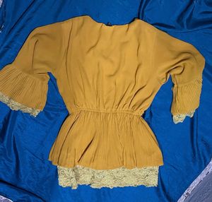 Mustard Peplum Top