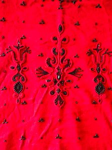 Red Beaded Long Sleeve Top