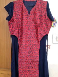 Red & Blue Printed Kurta