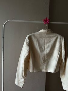 Creamish White Pinstripe Crop Blazer