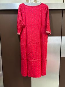 Embroidered Red Kurta