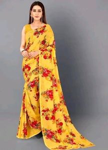 Yellow Floral Saree