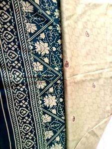 Teal & Beige Saree