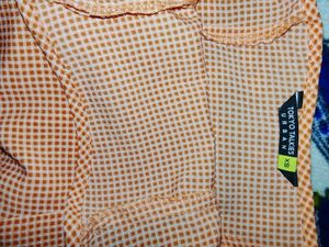 TOKYO TALKIES Cute Orange Gingham Crop Top Peplum