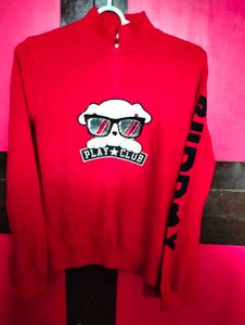 Girls Red Colour Sweatshirt