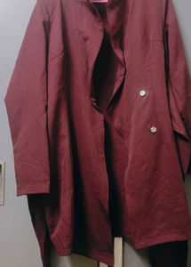 Burgundy Draped Front Blazer