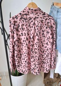 Korean Pink Leopard Print Blouse
