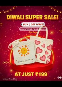 Hand-Painted Tote Bags - Buy 1 Get