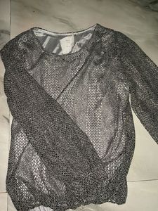 Silver Long Sleeve Top