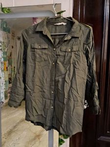 Olive Green Button-Down Shirt