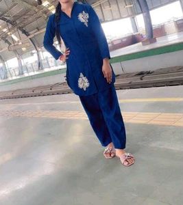 Blue Embroidered Kurta Set