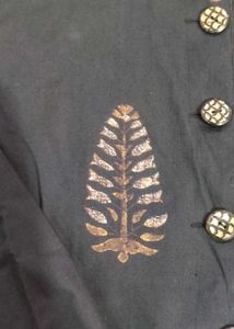Pure Linen Hand Block Printed Long Jacket