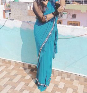 beautiful stitch saree with blouse