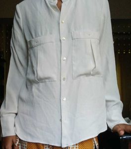 Mango Off White Casual Shirt ( Women )