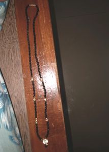 Delicate Black Beaded &amp; Gold Charm Necklace