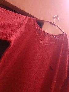Red Embroidered Kurti