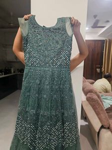 Elegant Sage Green Embellished Formal Dress