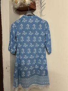 Blue Floral Print Mini Dress