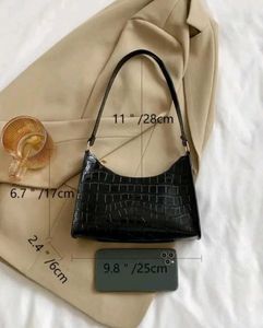 Pink Croc Embossed Baguette Bag