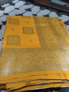 Yellow Banarasi Silk Saree