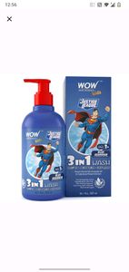 WOW Skin Science Kids 3 in 1 Wash - Shampoo + Conditioner + Body Wash - Blue Guardian Superman Edition - No Parabens, Color, Mineral Oil, Silicones &amp; Sulphate - 300mL