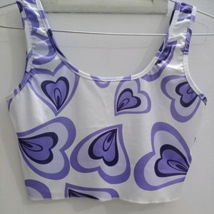 Purple Heart Printed Crop Top