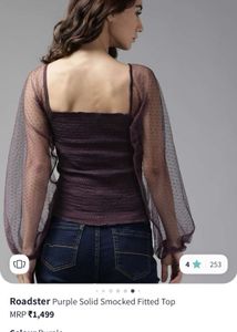 [34B] Purple Sheer Sleeve Top