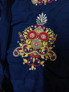 Attractive Blue Kurti With Embroidery